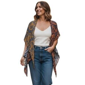 BCBGMAXAZRIA Cam Bell Long Sleeve Front Tie Multicolor Cardigan Crop Top XXS